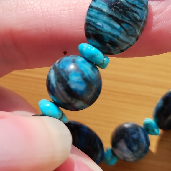 Jay King DTR blue Plume and Turquoise 43" Necklace 925 Sterling Silver, - Picture 4 of 16